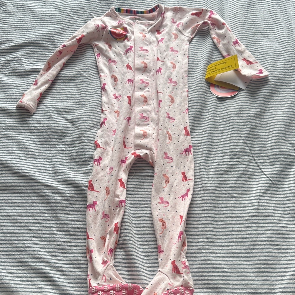 Magnetic Me Pink and White Animal Print Kids Footie